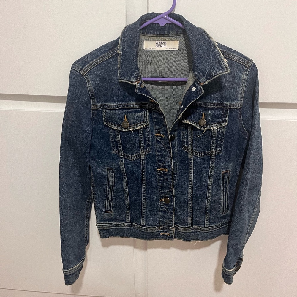 Zara Denim Jean Jacket - Size Small - Dark Wash Denim